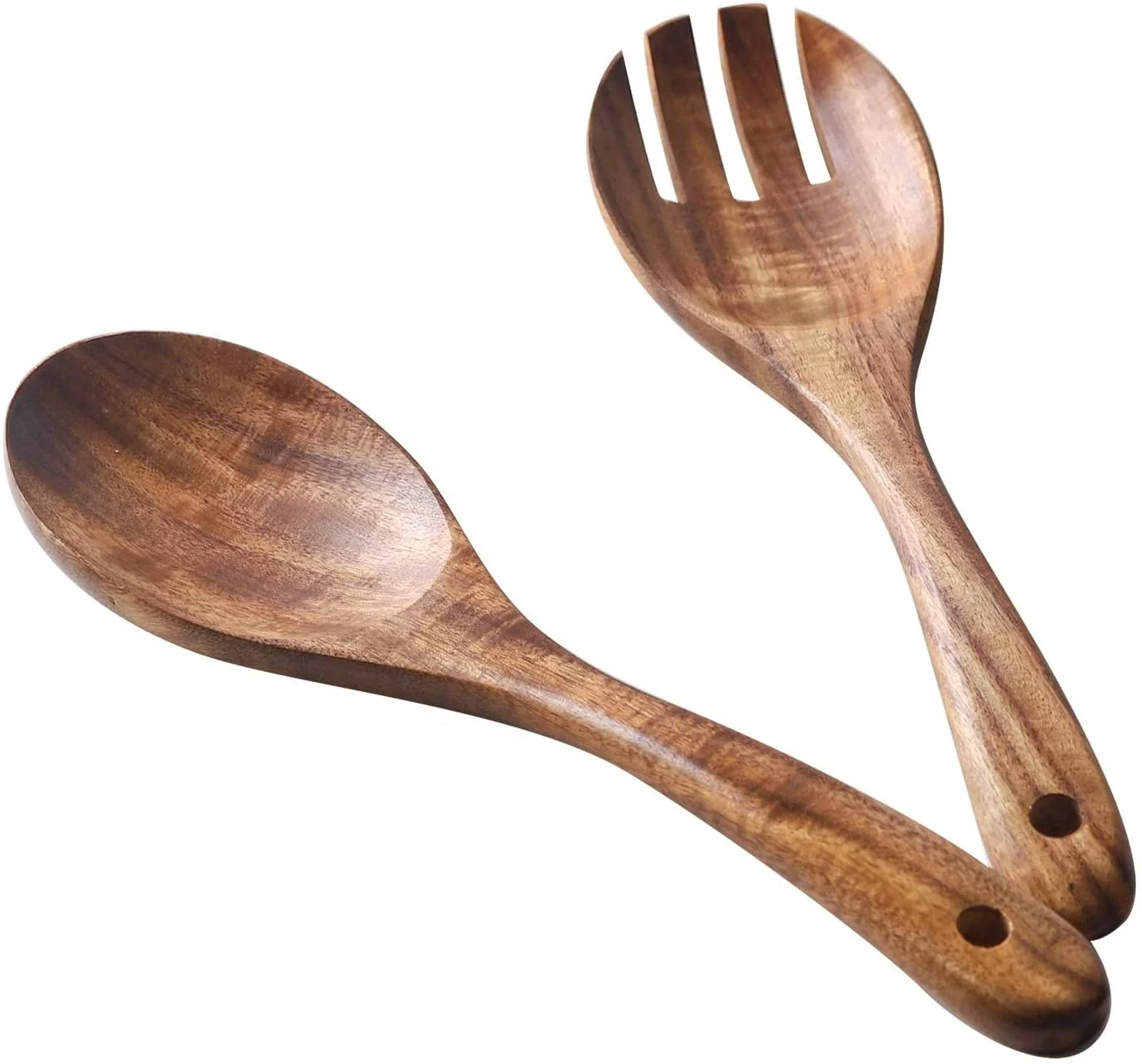 Hot Sale Wood Acacia Salad Servers New Design Salad Serving Utensils Tool