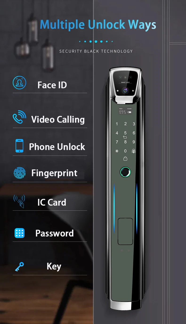 New Model S937Max Face ID Recognition Video Calling Smart Lock Intelligent Xhome WiFi Fingerprint Code Card Smart Home Lock Door