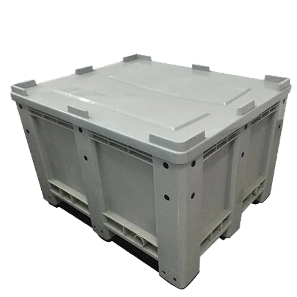 HDPE virgin material Heavy Duty Solid Stacking Closed Waterproof Plastic Storage Pallet Box Container