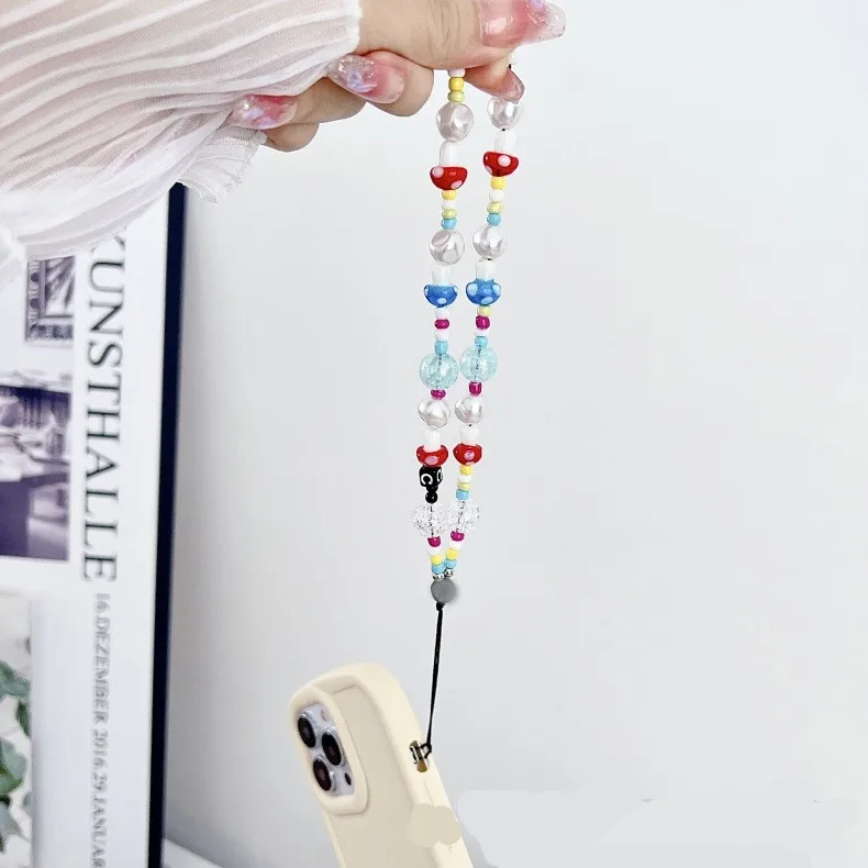 Rabbit silicone phone chain beaded cool pink love phone strap purple bear phone case pendant