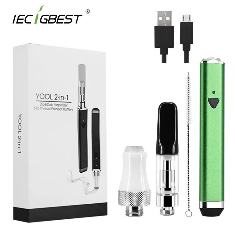 
Authentic vape pen kit YOOL 2 in 1 CBD wax pen vape kit with 510 thread battery 400mah for cbd oil cartridge and quartz tip 