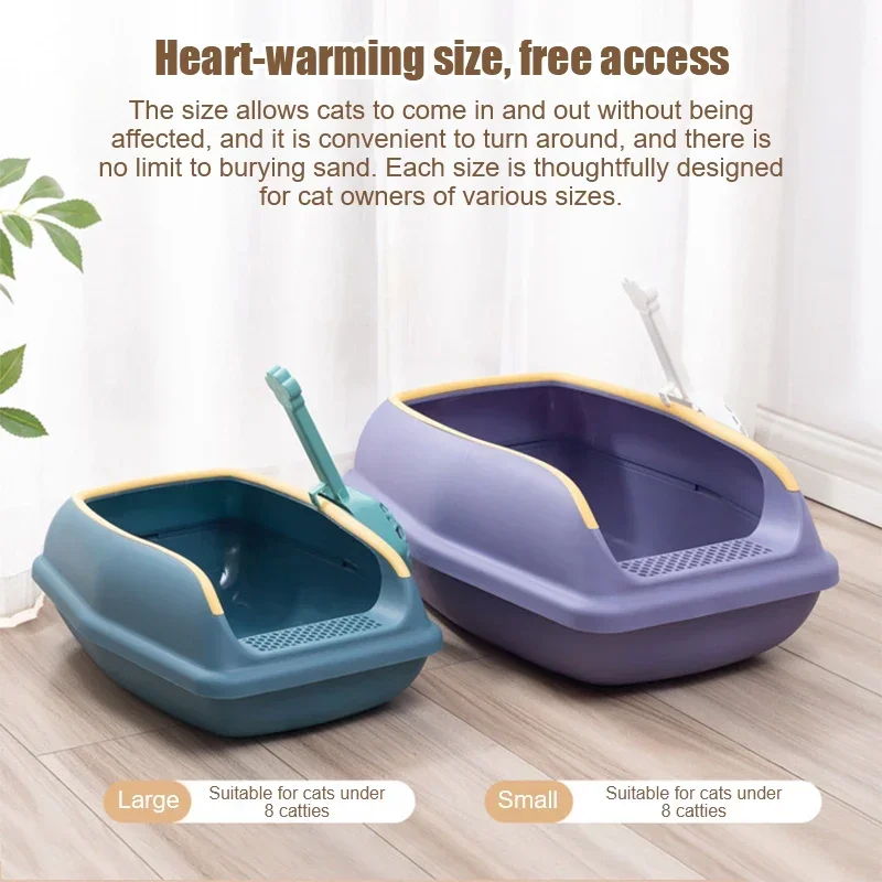 Wholesale Anti-cracking Cat Litter Box Cat Toilet  Fashion Design Durable Plastic Eco-friendly Cat Litter Box