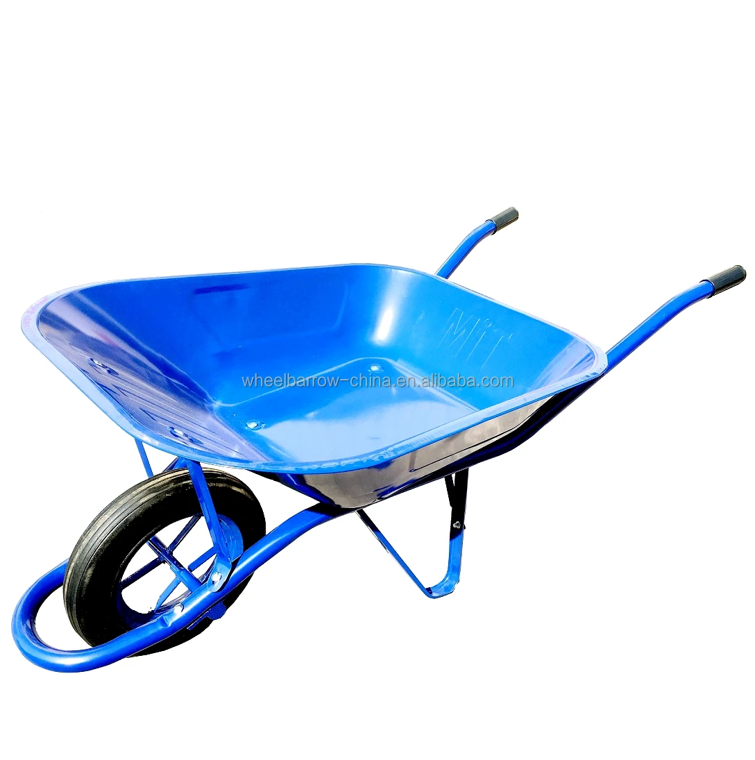 Extra strength heavy duty civil Metal Wheelbarrow WB6400 france model for africa market steel wheelbarrow hard tyre solid wheel