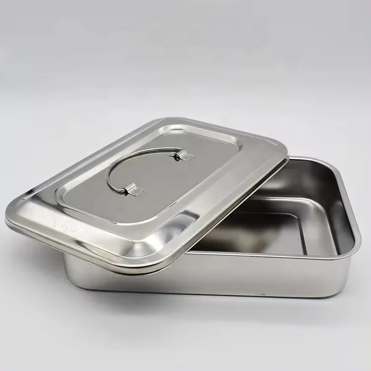 medical Stainless steel surgical instruments sterilization tray box with cover sterilization box with hole without hole