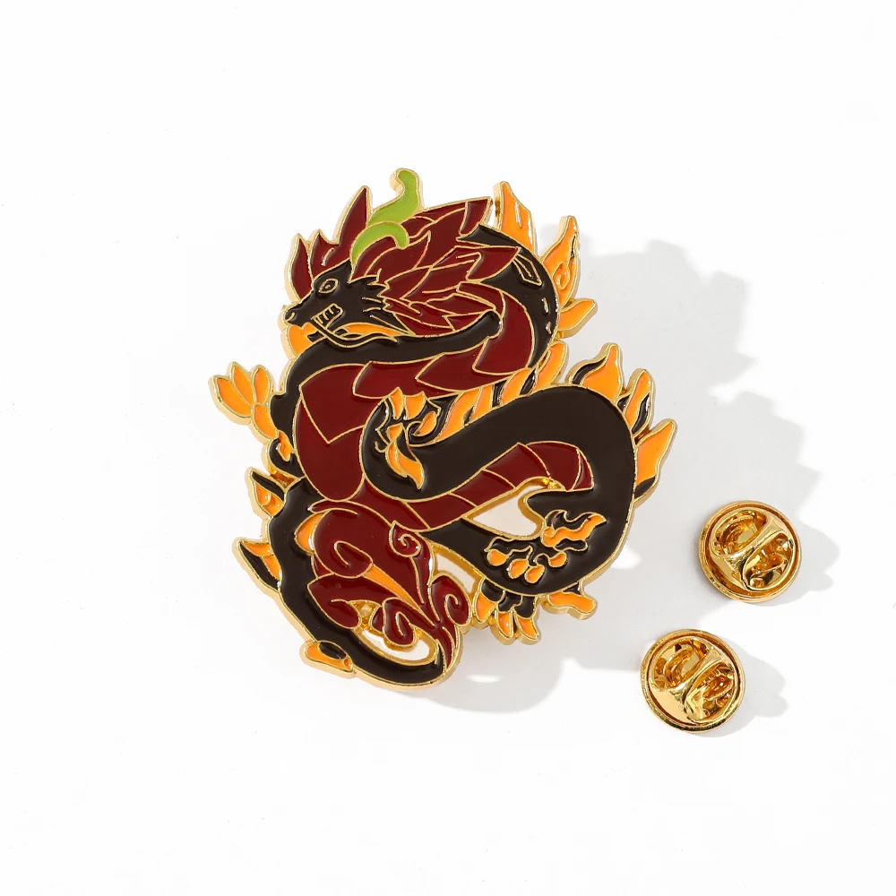 Fashion Cartoon Zinc Alloy Oil Dripping Dragon Animal Brooch For Kid Women Clothing Accessory