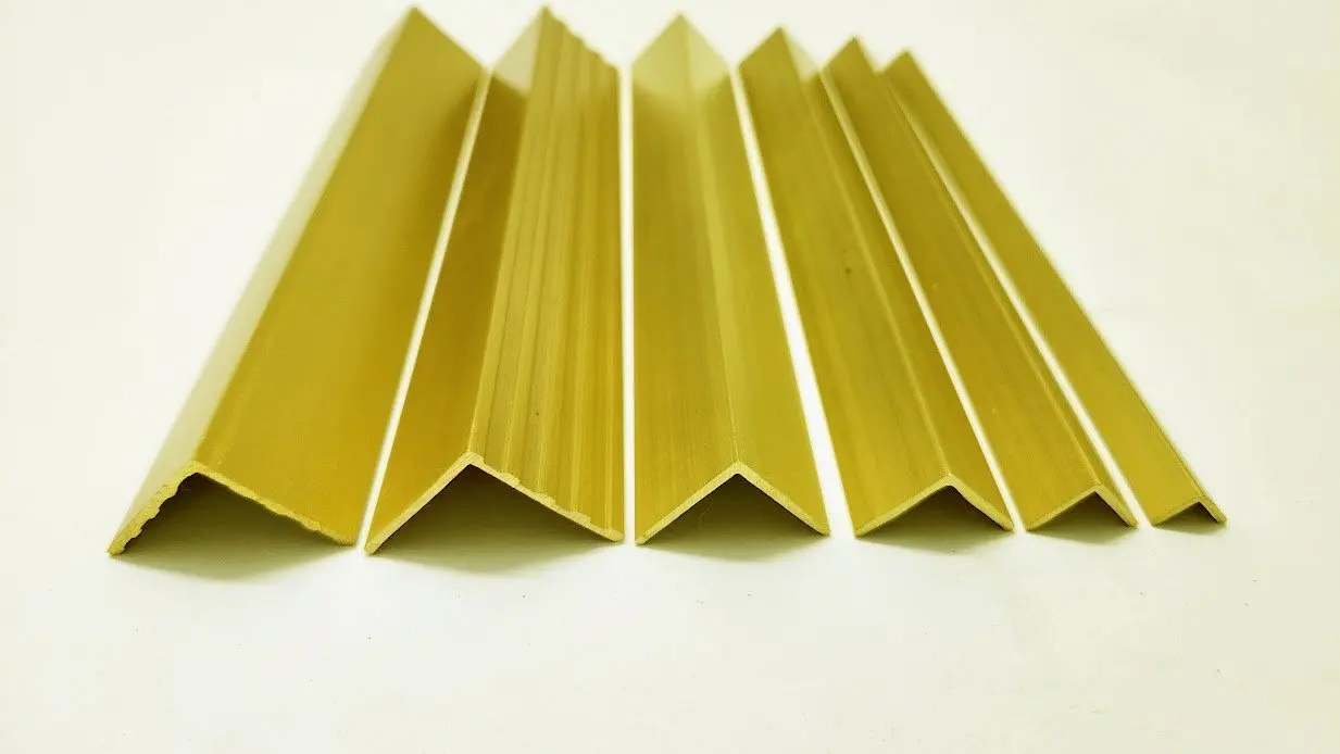 High Quality V-Shaped Brass Bars for Edge Trimming of Tables and Walls, Brass Fittings, Bars, Castings, Rods, Parts