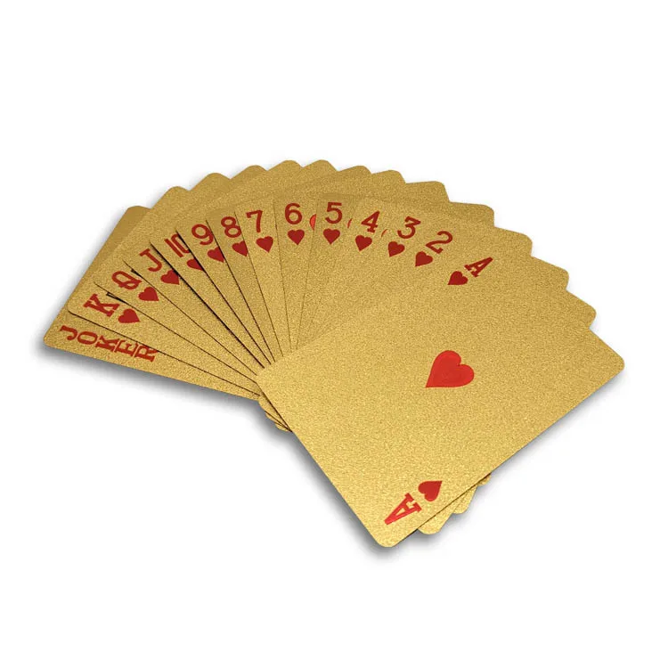 Table Games Durable Waterproof Plastic Playing Cards Gold Foil Poker Golden Poker 24k-Gold Foil Plated Playing Cards Deck Gift