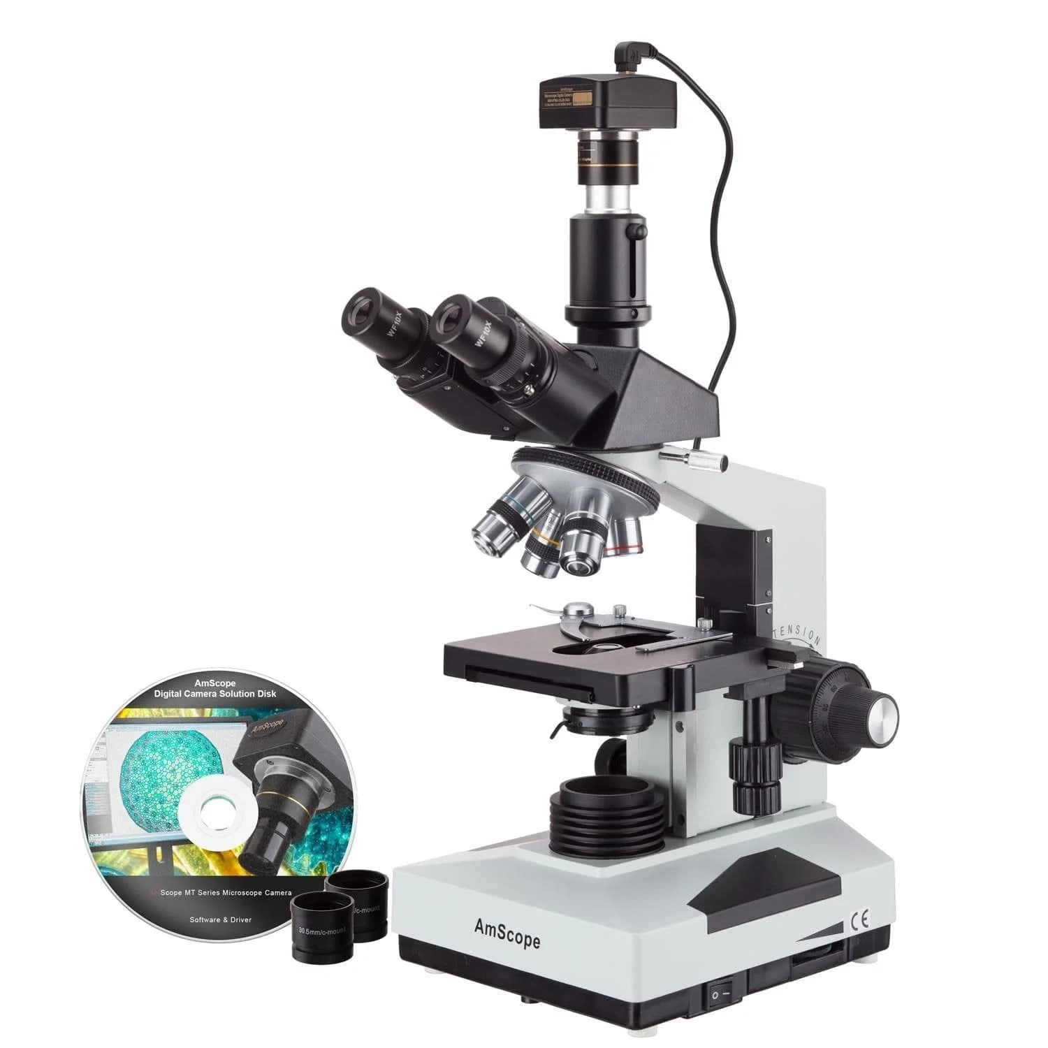 AmScope 40X-1000X Trinocular LED Compound Microscope w/ 1.3MP USB 2.0 C-mount Camera