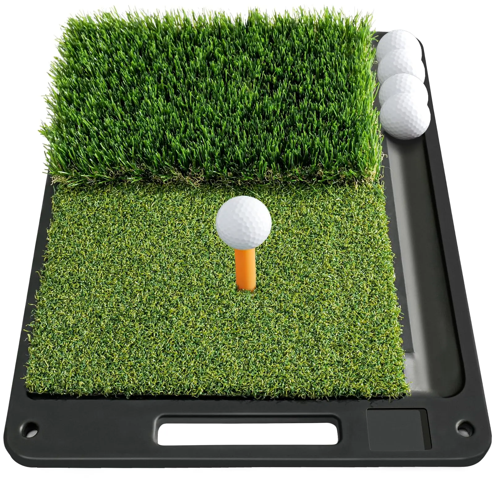 Outdoor Golf Chipping Mat with 2 Different Turf Rubber Base Accessories for Training