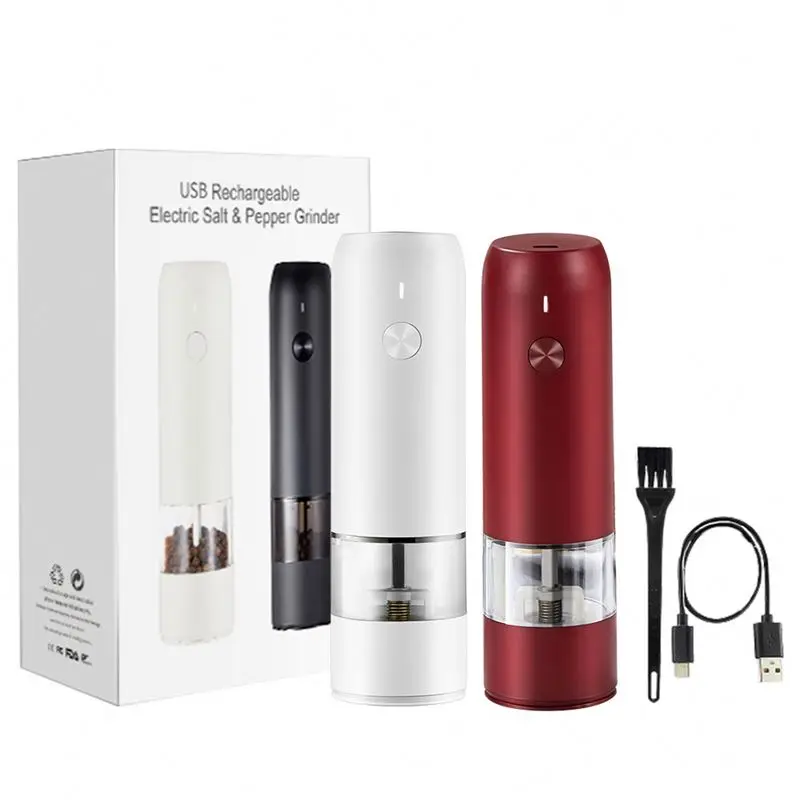 Custom Logo Adjustable Automatic Usb Charging, Electric Spice Salt Mills Rechargeable Salt Peppers Grinders Bottle Mills