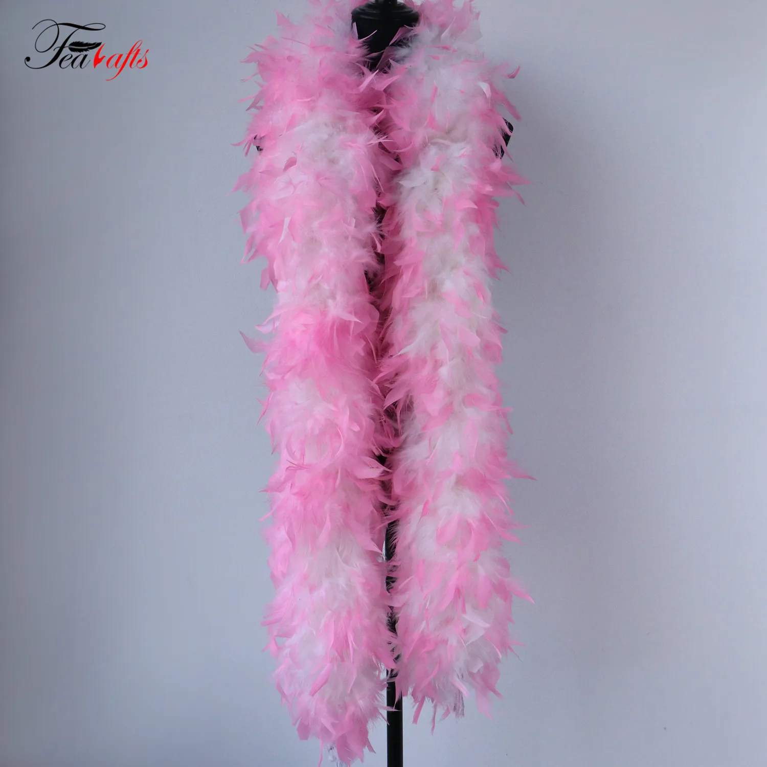 Artificial White And Pink Turkey Plumes Boa 120G Natural Chandelle Feathers Boas For Carnival Party Decoration Costumes