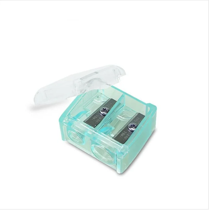 Manual Pencil Sharpener with Lid Dual Sharpener for Eye & Lip Pencils