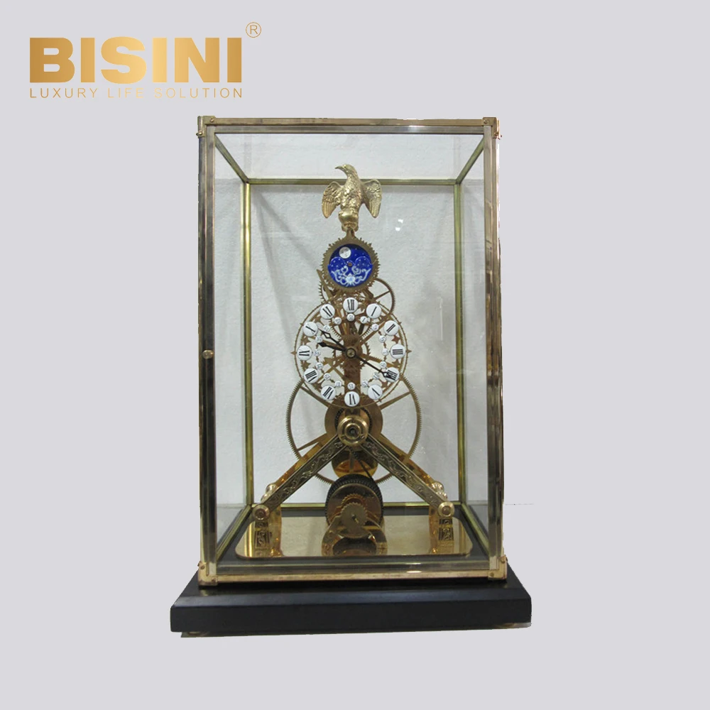 high grade Glass cover Pure copper gear Desk Clock Exquisite Mechanical Eiffel Tower table clock