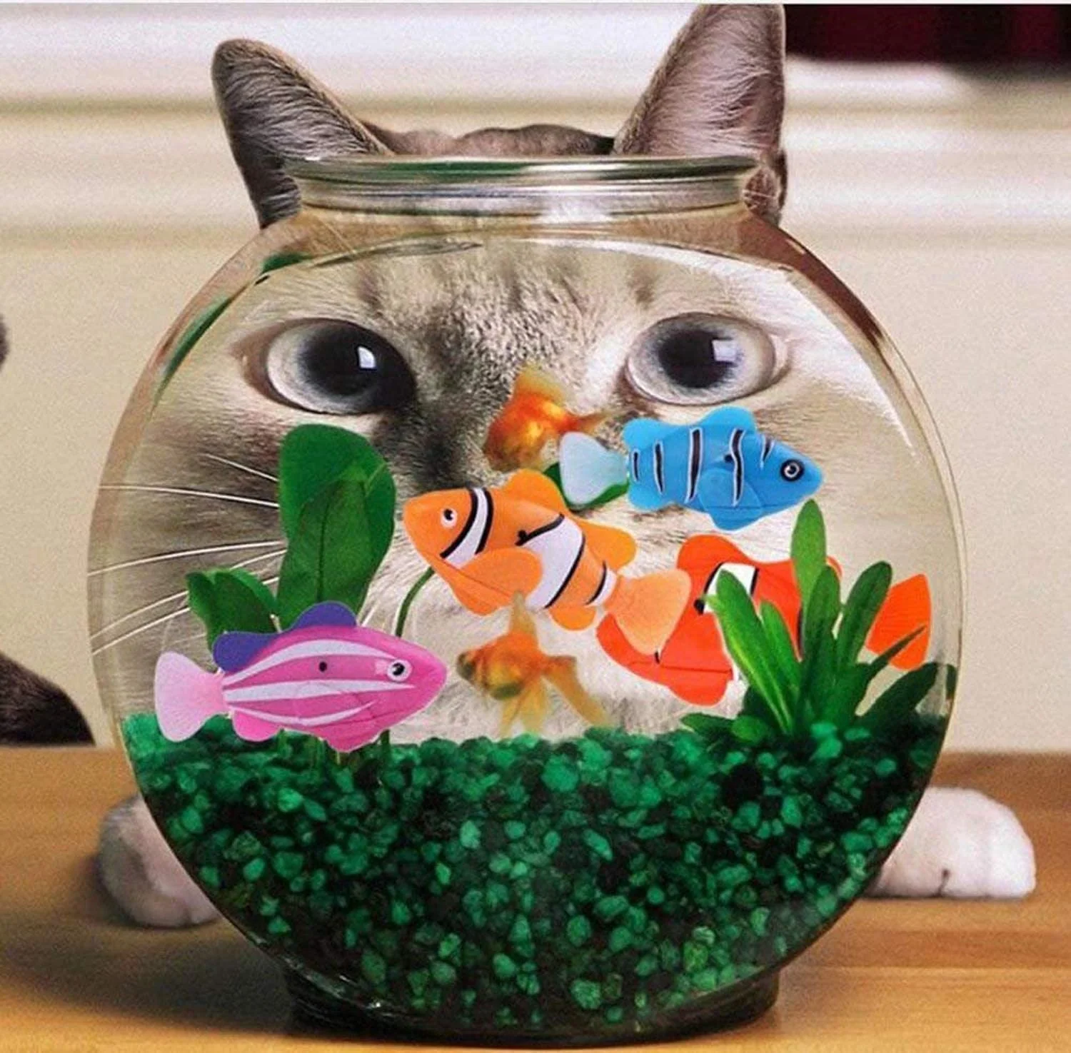 2025 новые аквариумные пластиковые электрические игрушки для кошек водонепроницаемый Кот робот рыбки с батарейным питанием светодиодный свет