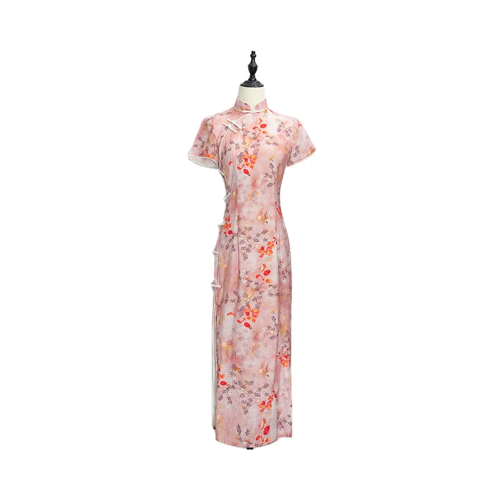 Wholesale Customized Pink Women QIPao Plus Size Chinese Cheongsam