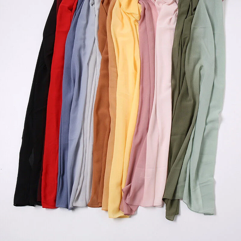 Fashion Gradient Color Scarf Long Muslim Shawls Hijab Turban Head Wrap Islamic Summer Thin Headwear Female Accessories