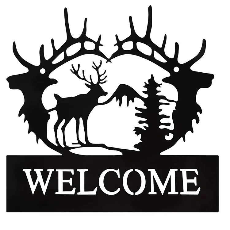 Laser Cut Metal Sign Vintage Deer Wall Art Custom Iron Rustic Wall Decor Metal Deer Decorations