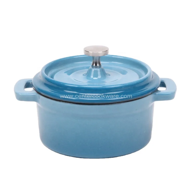 Customize design utensils kitchenware Round Heavy Double Ear Cooking Dish stew cocotte Casserole Enameled Cast Iron Mini Pot