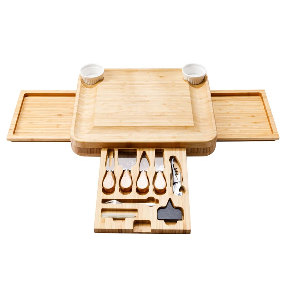 Large Charcuterie Board Set Bamboo Cheese Board and Knife Set Anniversary Wedding Gifts for Couple, Cool Bridal Shower Gifts