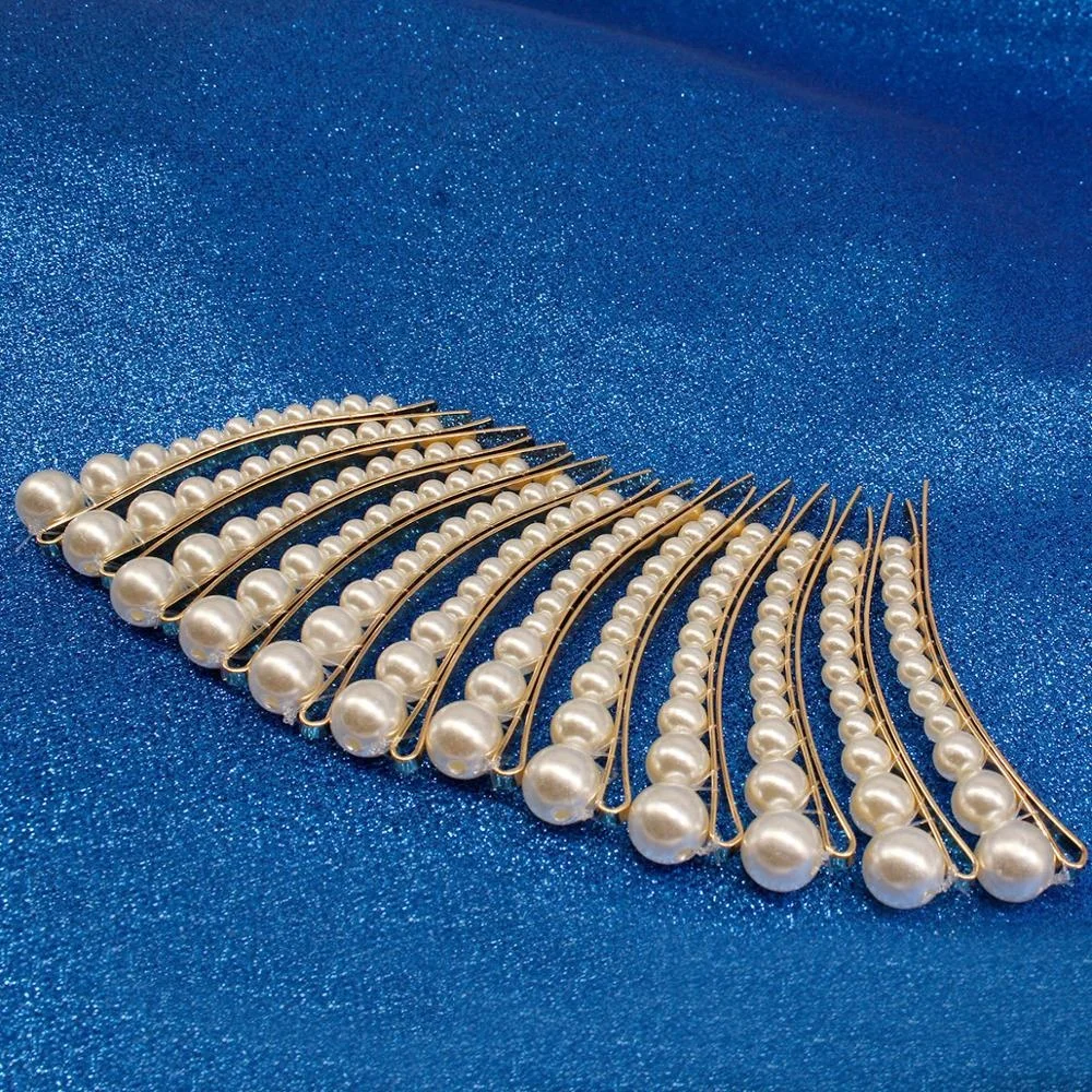 pearl hairpin Korea Japan Trendy Metal Simulated Pearl Acetate Hair Clip for Women Girl Wedding Party Hair Accessories Jewelry
