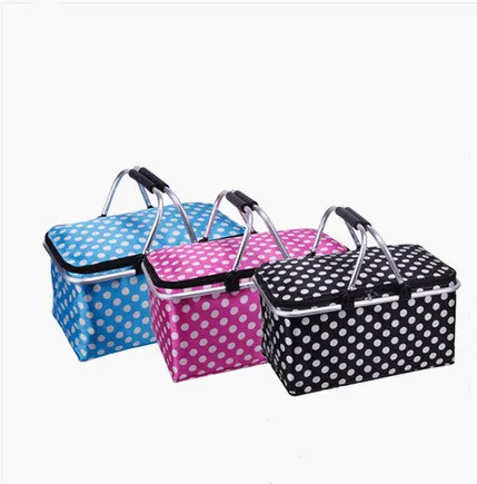 New fashion collapsible supermarket storage shopping basket folding large insulated shopping basket for picnic