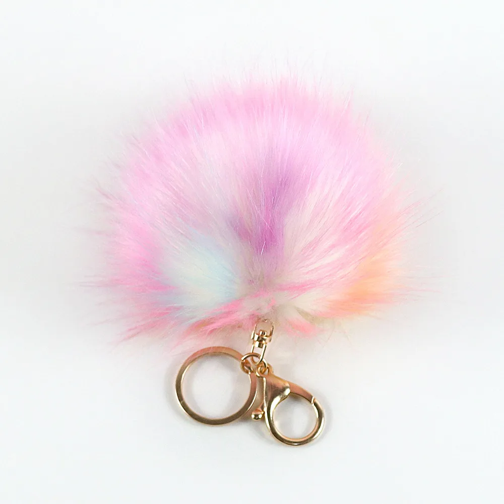 Faux Fox Fur Pompon Keychain Top Garde Faux Fur Pompom Fake Pom Poms Faux Fox Fur Ball Keychain
