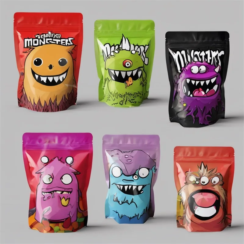 Smell Proof Jerky Snack Powder Plastic Zipper Custom Printed Stand Mylar Food Packaging Bags