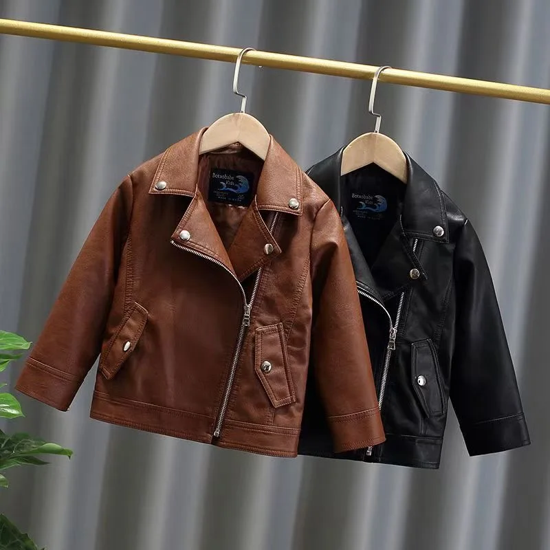 WP0 kids boys leather jacket kids jacket baby coat boy jackets  casual children clothes wholesale outfit