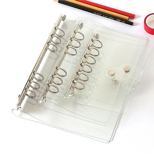 Transparent PVC Cover 6 hole Notebook Loose-leaf A5 Book 6 ring A6 Binder