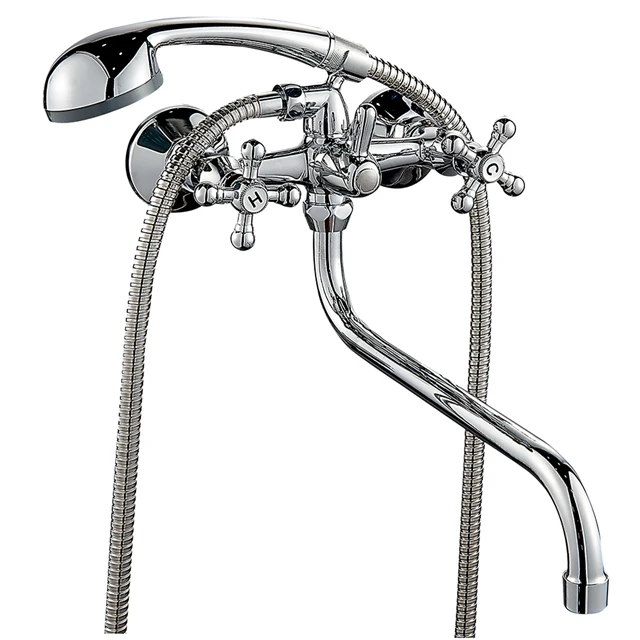 (OZ5309-3) modern cold hot water faucet zinc bath faucet wall mounted long spout bathtub mixer double handle faucet bath