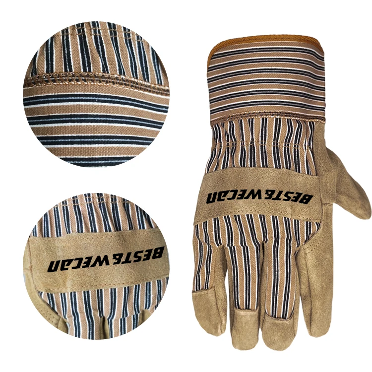 Best&Wecan manufacturer brown labor protection men worker cowhide cow leather work safety gloves