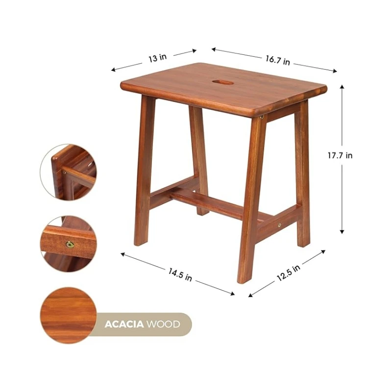 High Quality Rectangular Acacia Wood Stool Small Bench Seat Small End Table Stool