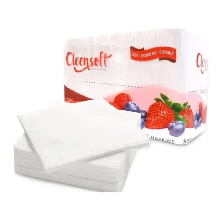 Customized 3-Ply Bio Brown Paper Napkins Printed Leaves Design Virgin Wood Pulp Wedding Dinner Napkins in Bag Style