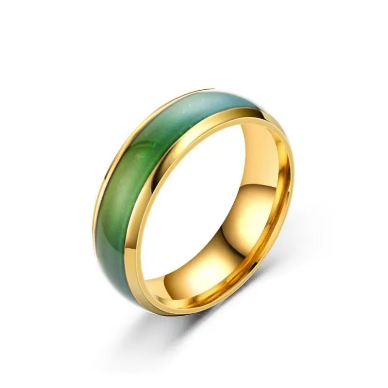 Hot new thermochromic stainless steel smart ring Mood color changing jewelry engagement party gift fashion ring