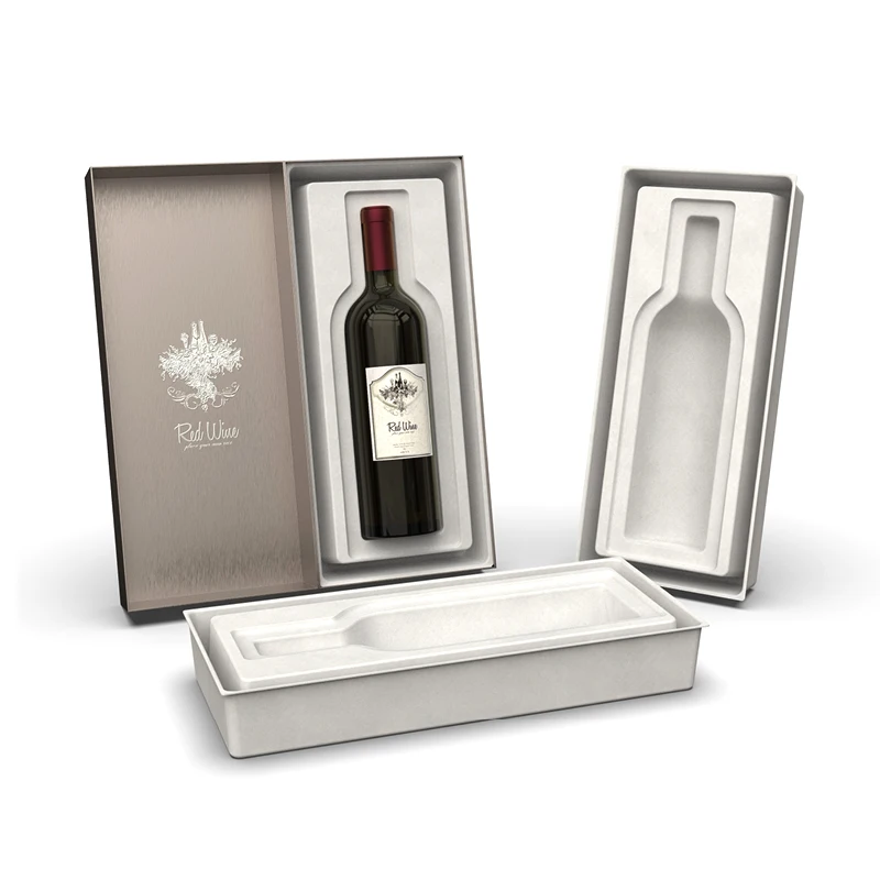 Wholesale Manufacturer Custom Eco-Friendly Recyclable Wet Press Molded Sugarcane Tray Pulp for Red Wine Packaging