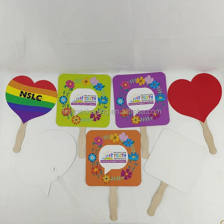 Custom Printing /size circle shape wooden hand paper fan advertising fan