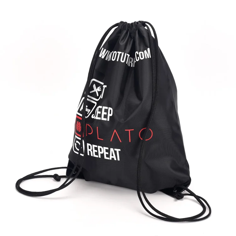 Promotional  High Quality Custom 210D Polyester Drawstring Backpack, Sport Polyester Drawstring Bag