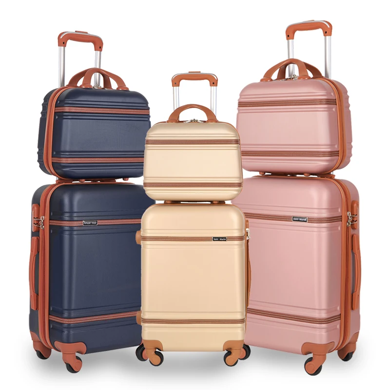 new popular retro 4 pcs set travel luggage sets abs luggage suitcase Spinner Wheels vintage Suitcases Durable