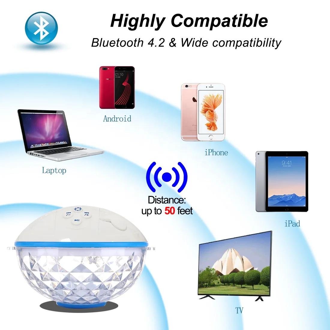 RGB Light Show Portable Mini Floating Waterproof Wireless MP3 Player Bluetooth Music Speakers
