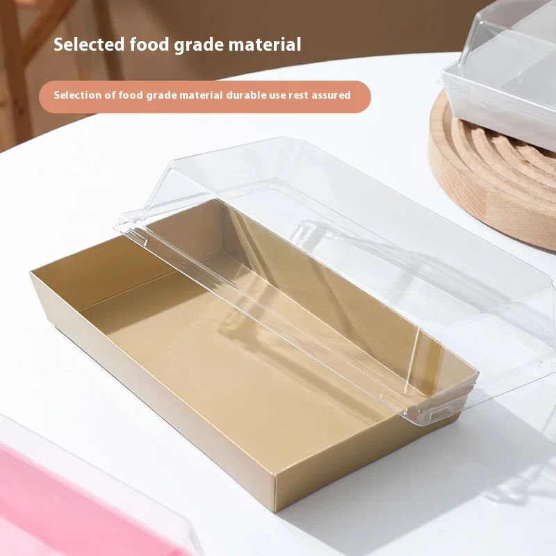 Logo Printing Food Grade Paper Bakery Packaging Box Sushi Swiss Roll Cake Takeaway White Box with Lid