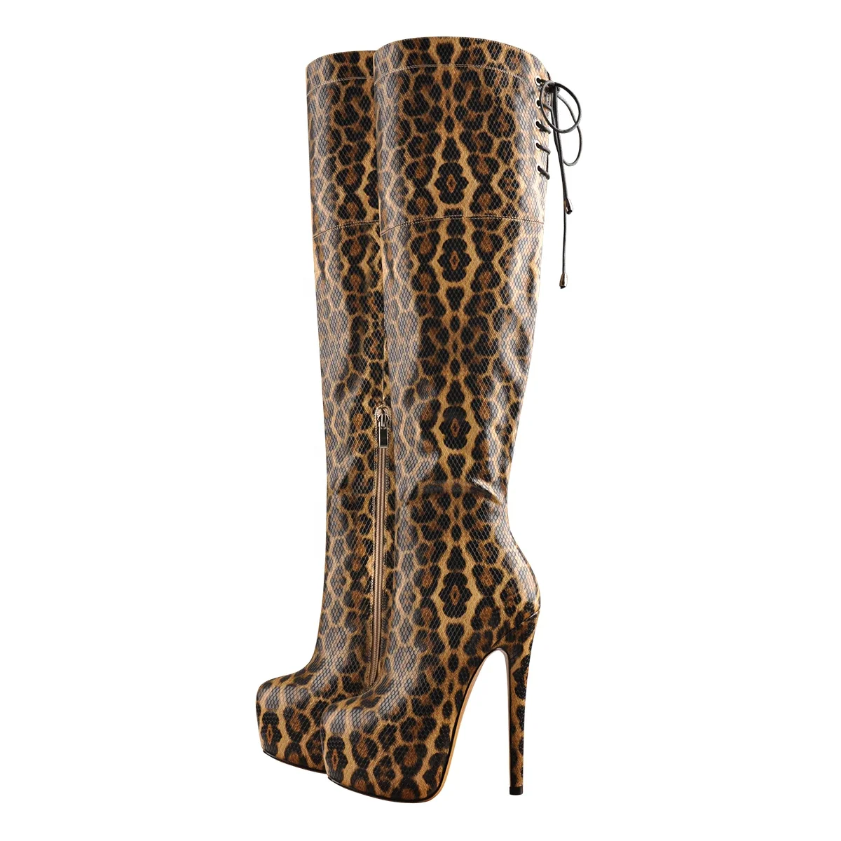 High heel platform safety woman boot of leather material in fall season 2020