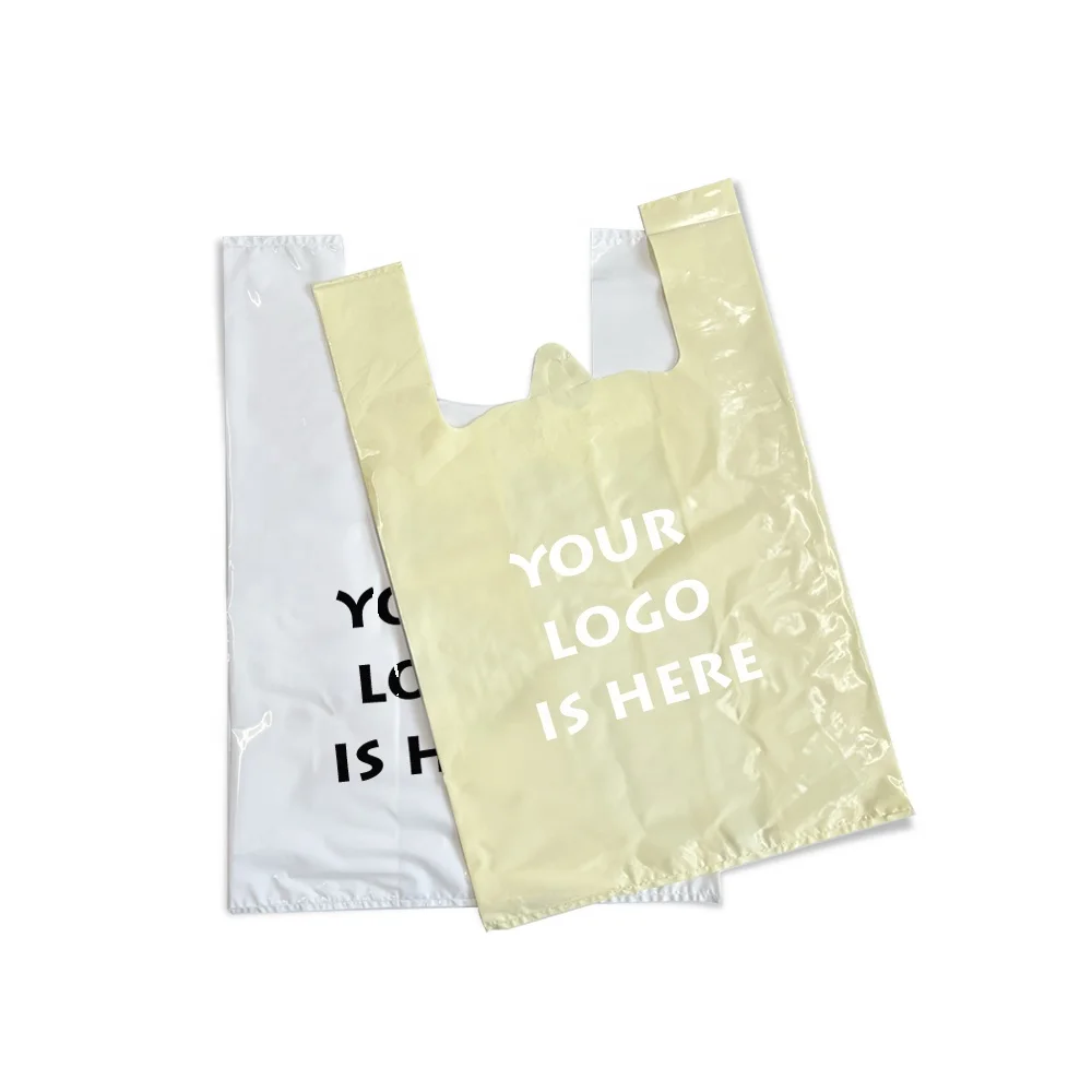 T-shirt Carrier Bag Packaging Customized Sizes Shopping Handle Bags with Bellow Economic hdpe ldpe mdpe t-shirt Plastic Bags