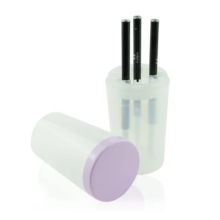 JSM Beauty 1Pc Clear/Pink Nail Art Brush Holder Acrylic Nail Pen Storage Case For Makeup Brushes Containers