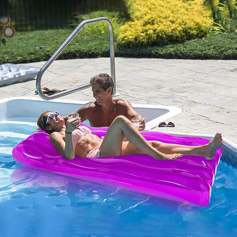Inflatable Pool Float Lounge Raft, Swimming Pool Floating Air Bed Mattress for Summer Parties