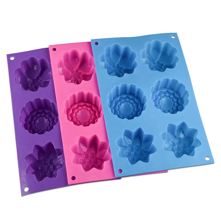 
Factory Soap Fondant Heat Resistant Round Flower Custom Silicone Moon Cake Mold 