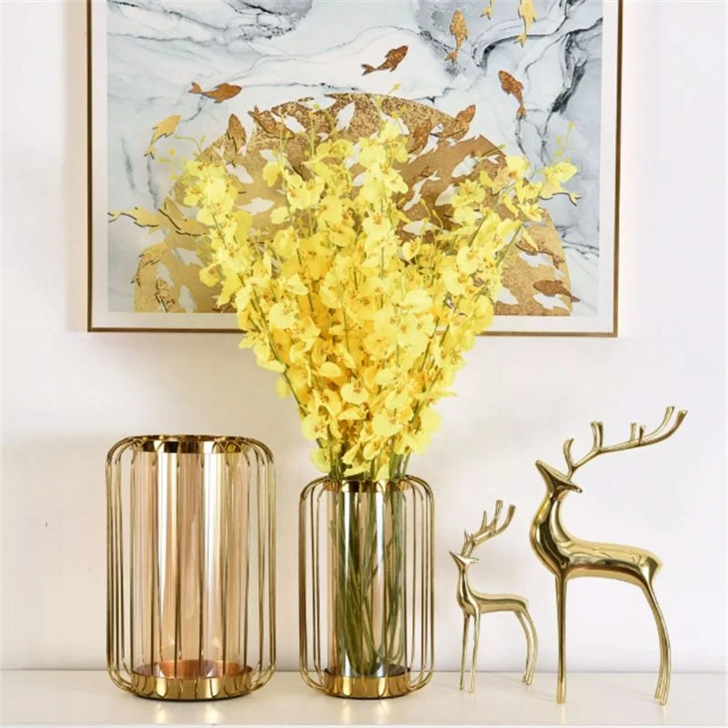 Металлический держатель для цветов в виде скандинавского фонаря, ваза для цветов, металлическая ваза для домашнего декора