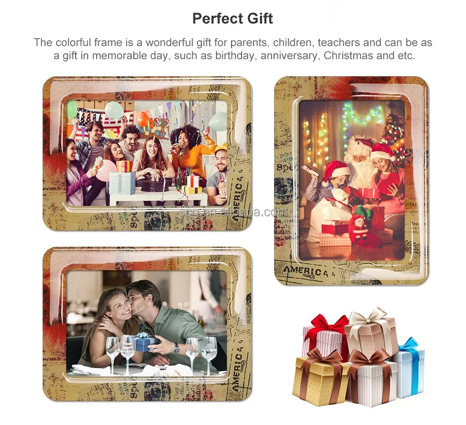 Patterned border magnetic photo frame