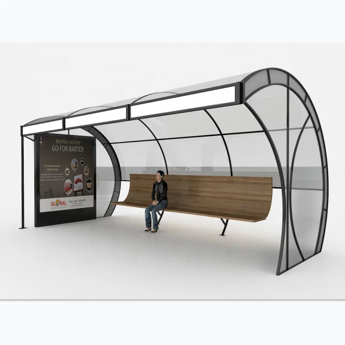 Intelligent smart city bus shelter waiting booth shelter smart led display bus stop