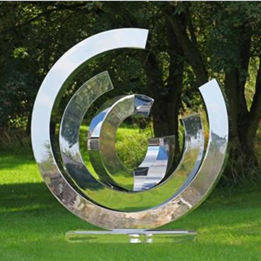 Contemporary metal artwork stainless steel yard statue modern garden decoration outdoor landscape sculpture