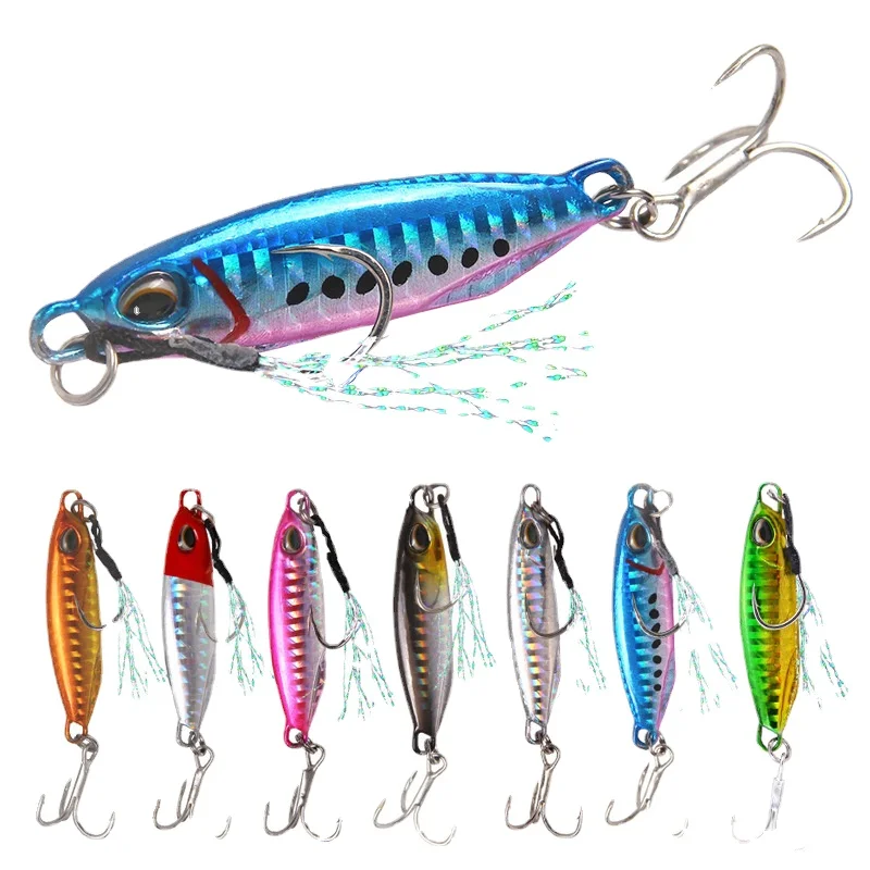 Haroi iron plate fishing bait pack lead sequins small iron plate fish blood slot hook snout perch saltwater  bass fishing lures